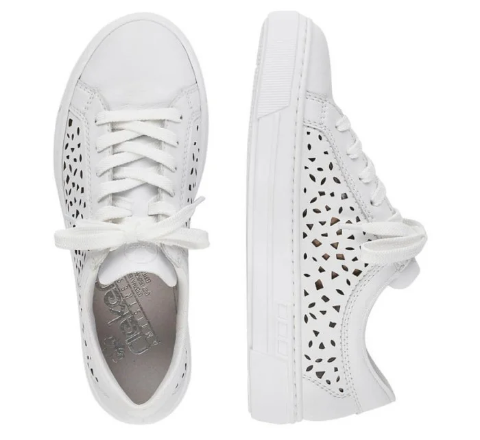Kožená pohodlná obuv Rieker W RKR641 white