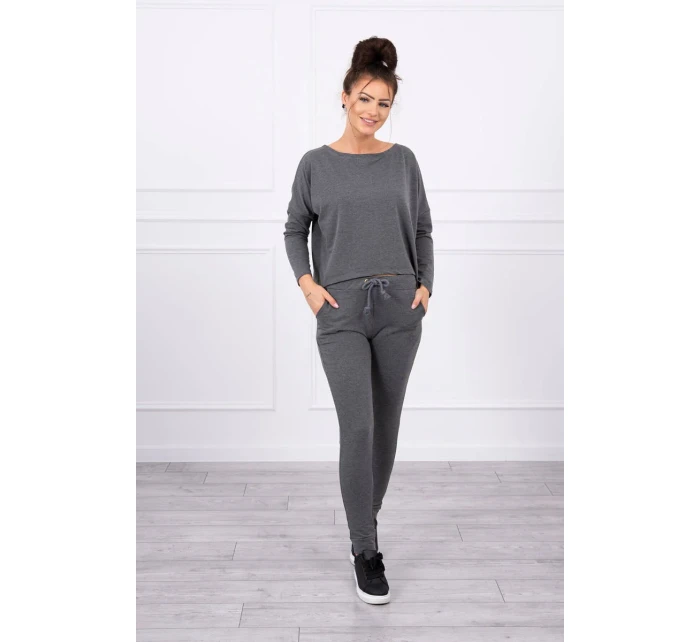 Souprava s oversize halenkou v grafitové barvě