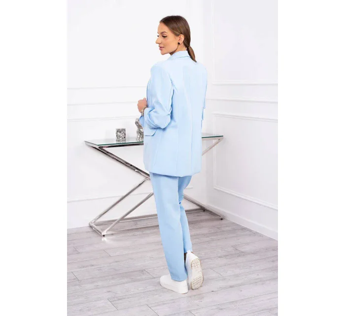 Elegantní souprava saka a kalhot modré barvy