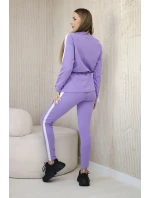 Dámská bavlněná souprava s proužky a stahovacími lemy fialka Dámská bavlněná souprava s proužky a stahovacími lemy fialka