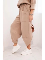 Dámská souprava z model 21489468 materiálu se širokými nohavicemi béžová - K-Fashion Dámská souprava z model 21489468 materiálu se širokými nohavicemi béžová - K-Fashion