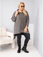 Dámská bavlněná mikina Plus Size s kapucí a pletenou vsadkou fango Dámská bavlněná mikina Plus Size s kapucí a pletenou vsadkou fango