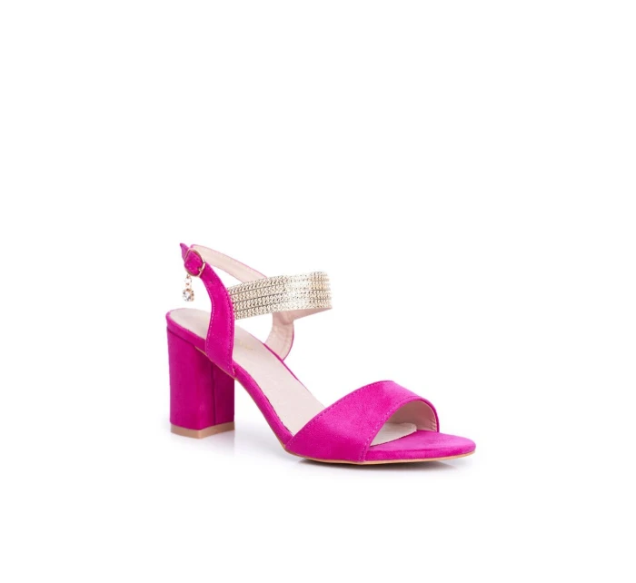 Dámské Sandály Na Podpatku Semišové Fuchsie model 21525971 - S.Barski
