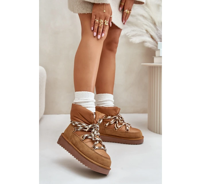 Dámské Sněhule Z Hladké Kůže S Šněrováním  Hnědé model 21674744 - D.Franklin