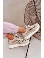 Dámské sportovní tenisky na platformě – béžové s panteřím vzorem Pumbes