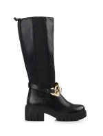 Klasické dámské černé kozačky na plochém podpatku Klasické dámské černé kozačky na plochém podpatku