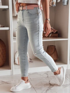 Dámské úzké džínové kalhoty s páskem DIEGONO modré FashionStreet UY2424