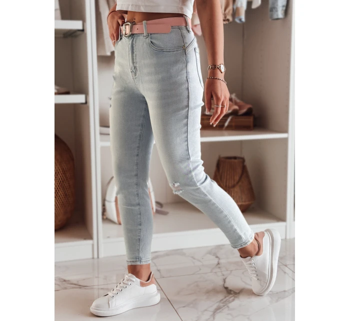 Dámské úzké džínové kalhoty s páskem DIEGONO modré FashionStreet UY2424