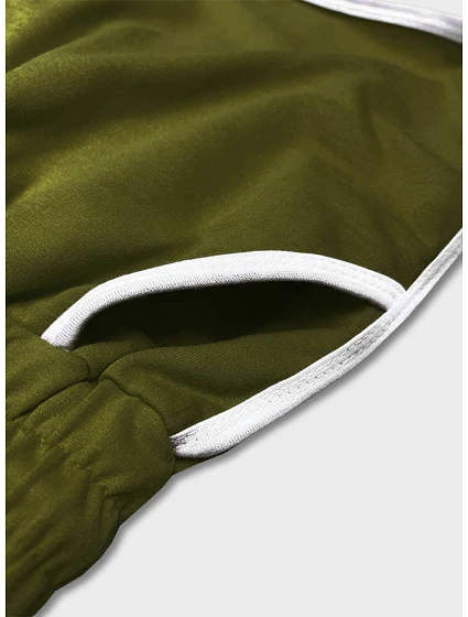 Dámské šortky v khaki barvě s kontrastní lemovkou model 18369470 - J.STYLE Dámské šortky v khaki barvě s kontrastní lemovkou model 18369470 - J.STYLE