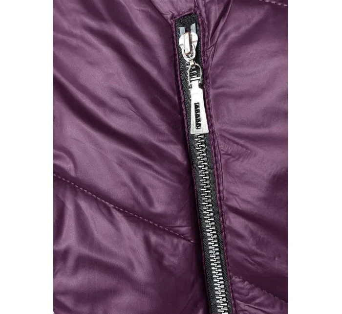 Fialová dámská bunda s ozdobnou kapucí (B8227-71) Fialová dámská bunda s ozdobnou kapucí (B8227-71)