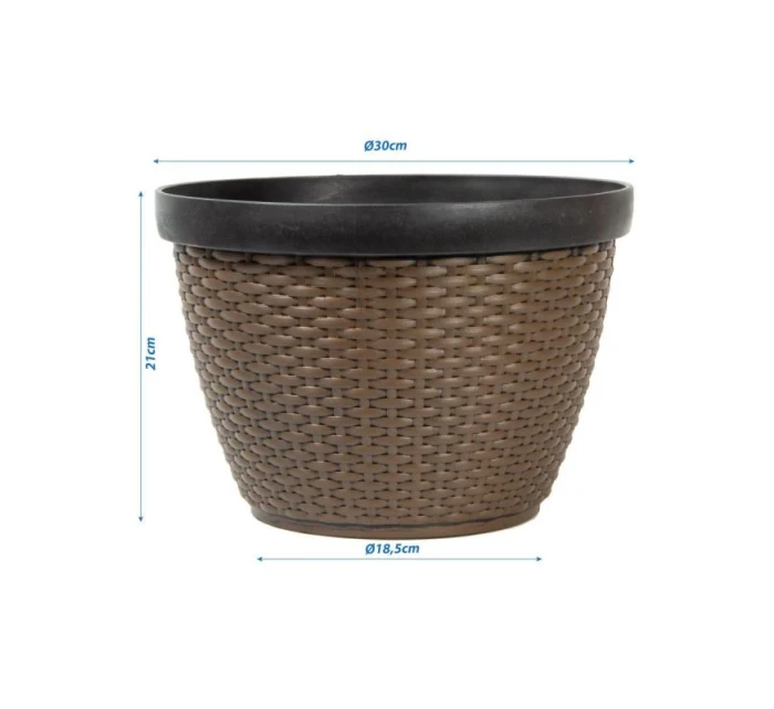 RATANOVÝ PLASTOVÝ KVĚTINÁČ O PRŮMĚRU 30,5 CM SASKA ZAHRADA