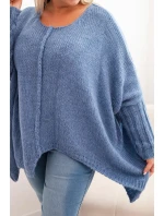 Dámský svetr Plus Size s volného střihu a rukávem 3/4 model 21259034 - K-Fashion Dámský svetr Plus Size s volného střihu a rukávem 3/4 model 21259034 - K-Fashion