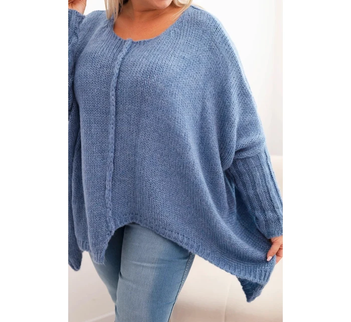 Dámský svetr Plus Size s volného střihu a rukávem 3/4 model 21259034 - K-Fashion Dámský svetr Plus Size s volného střihu a rukávem 3/4 model 21259034 - K-Fashion