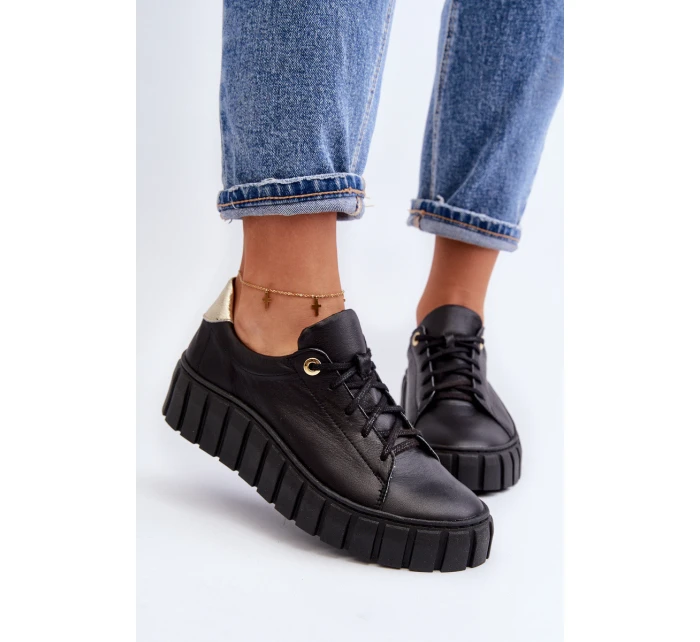 Dámská kožená polobotka na tlusté  černá model 21646240 - Zazoo