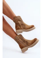 Dámské nízké kozačky z semiše s podrážkou Bežové model 21652391 - Zazoo