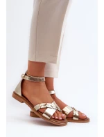 Zazoo 40378 Ploché Dámské Kožené Sandály Zlaté