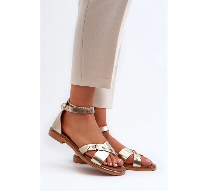 Zazoo 40378 Ploché Dámské Kožené Sandály Zlaté