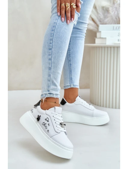 Dámské Kožené Tenisky Na Platformě S  A  Bílé model 21675574 - VINCEZA
