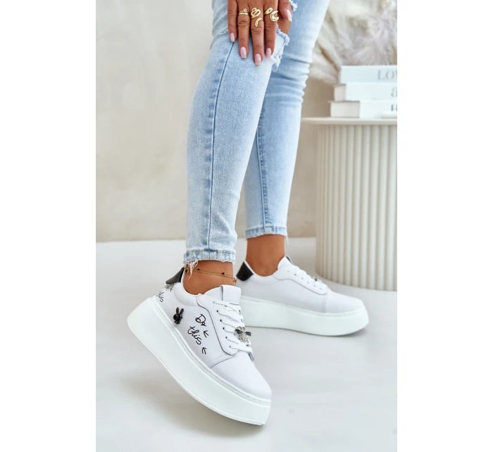 Dámské Kožené Tenisky Na Platformě S  A  Bílé model 21675574 - VINCEZA