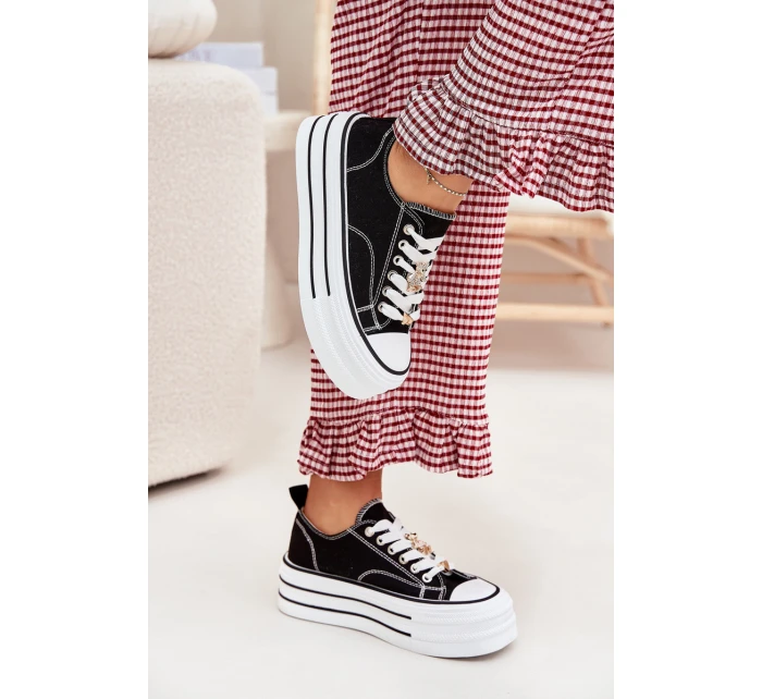 Dámské Tenisky Na Platformě Se Zlatými Černé model 21701238 - Boto Dámské Tenisky Na Platformě Se Zlatými Černé model 21701238 - Boto