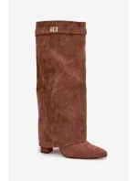 Kozačky Eko semišové  na zip vyhřívané  tmavě béžové model 21770276 - Boto