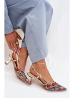 Dámské Plecione Sandály na podpatku vícebarevné Selinae Dámské Plecione Sandály na podpatku vícebarevné Selinae