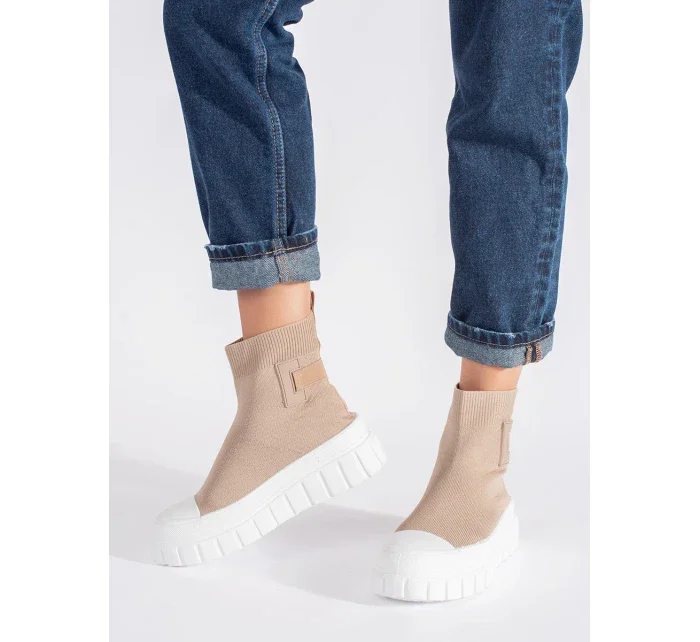 Luxusní hnědé  tenisky dámské bez podpatku