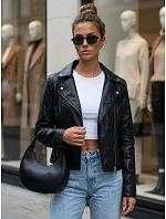 Dámská bunda ve stylu Ramones z ekologické kůže, černá, FashionStreet TY5730