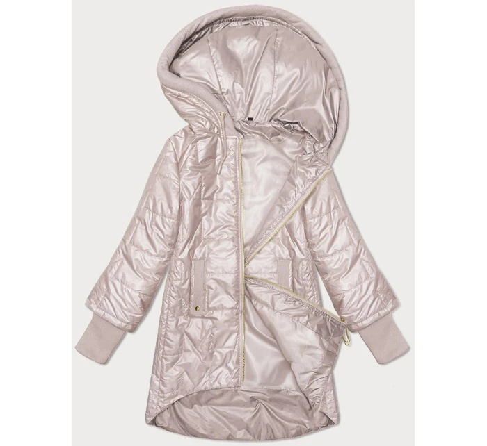 růžová dámská prošívaná bunda s ozdobnými stahovacími lemy model 20979321 - S'WEST