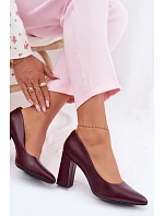 Lodičky na podpatku z eko kůže model 22091805 bordó - SERGIO LEONE