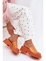 Dámské sandály na platformě s průhledným páskem Oranžové Selestia