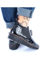 Kožené boty z hadí kůže Rieker W R474 černé Kožené boty z hadí kůže Rieker W R474 černé