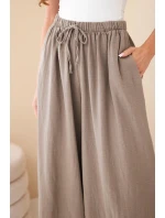 Dámské široké bavlněné kalhoty s gumou v pase fango Dámské široké bavlněné kalhoty s gumou v pase fango