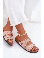 Dámské pantofle na korkové podrážce s a ozdobami světle růžové model 21687398 - Boto