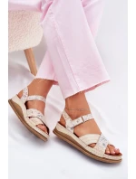 Dámské Kožené Sandály Na Platformě model 21701984 Ecru - Maciejka