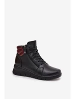 Kožené dámské kotníkové boty s podpatkem vyhřívané Vinceza 39963 Černé