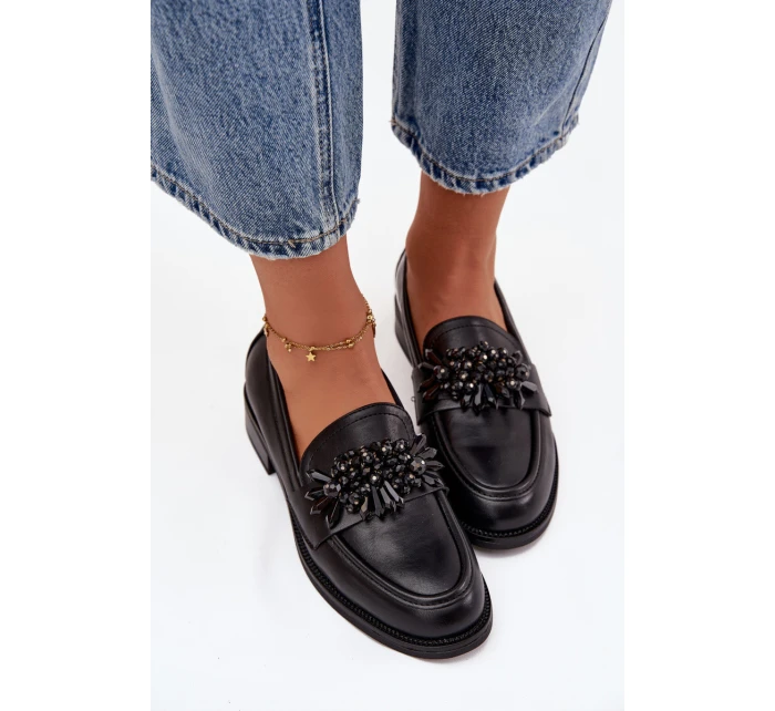Polobotky Mokasyny Dámské S Ozdobou Černé Murelle Polobotky Mokasyny Dámské S Ozdobou Černé Murelle