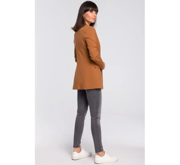 B102 Otevřené sako z bavlněné příze - karamelové B102 Otevřené sako z bavlněné příze - karamelové