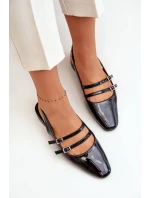 Lakované Baleríny S Pásky Na Nízkém Podpatku Černé model 20505404 - Kesi