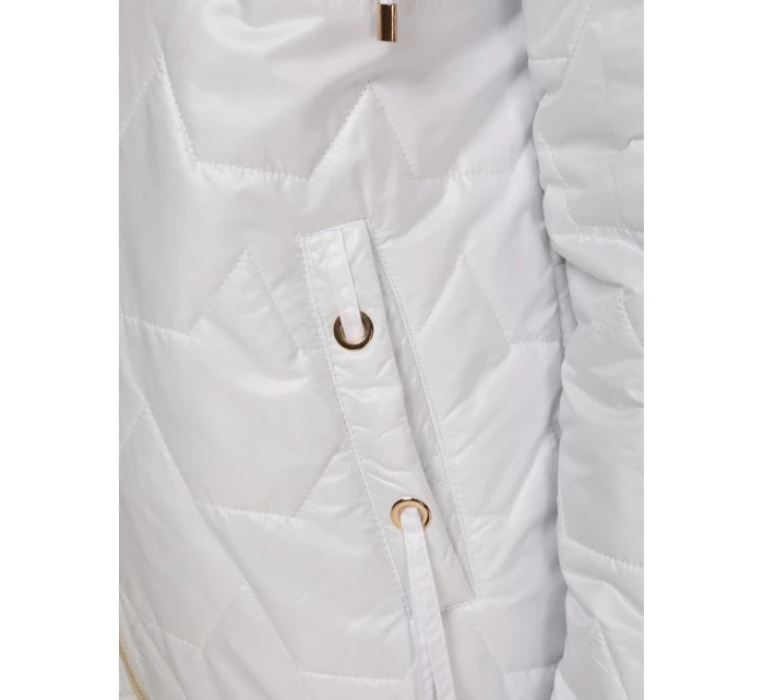 Dámská prošívaná bunda s kapucí bílá FashionStreet TY5545 Dámská prošívaná bunda s kapucí bílá FashionStreet TY5545