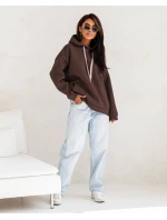 Hrubší dámská klokaní mikina v čokoládové barvě model 21809045 - Moon Hrubší dámská klokaní mikina v čokoládové barvě model 21809045 - Moon