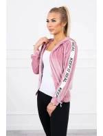 Velurová mikina s kapucí pudrově růžová Velurová mikina s kapucí pudrově růžová