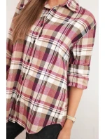 Dámská bavlněná košile s delším zadním dílem kostkovaná model 21379166 - K-Fashion Dámská bavlněná košile s delším zadním dílem kostkovaná model 21379166 - K-Fashion