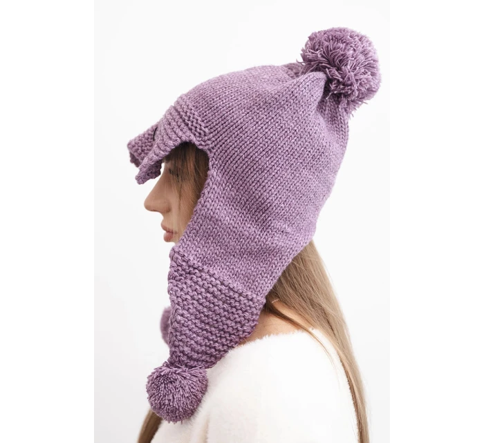 Dámská zimní čepice s kšiltem a fialová model 21783031 - K-Fashion Dámská zimní čepice s kšiltem a fialová model 21783031 - K-Fashion