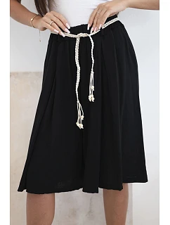 Dámské viskózové letní boho kraťasy s páskem černé