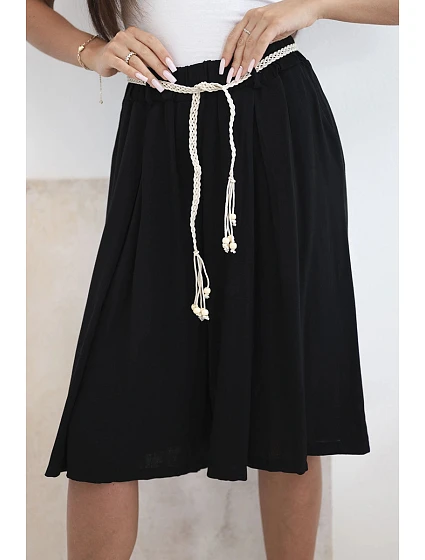 Dámské viskózové letní boho kraťasy s páskem černé Dámské viskózové letní boho kraťasy s páskem černé