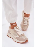Dámské Sportovní Boty S Síťovinou Na Platformě Béžové Poova
