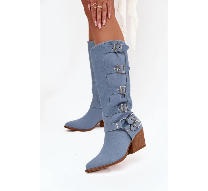 Fivelle Džíny Kovbojky Na Podpatku S Klamrami