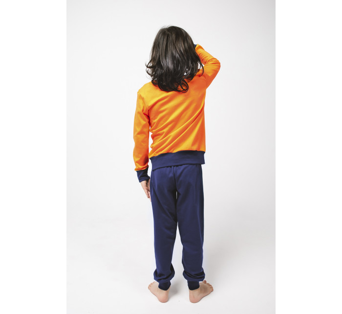 Chlapecké pyžamo Remek, dlouhý rukáv, dlouhé nohavice - oranžová/námořnická modrá
