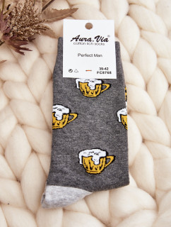 Pánské ponožky s pivně šedými vzory